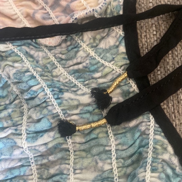 FREE PEOPLE Can’t Tie Me Down Tunic Patchwork Asymmetrical Dress Multicolored XS - Picture 10 of 11